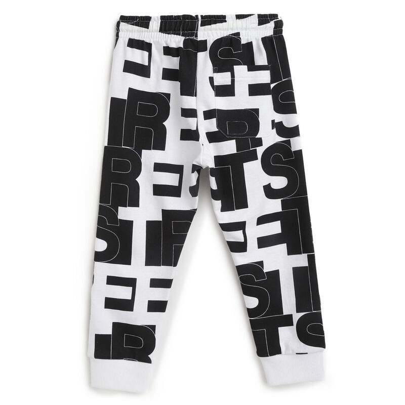 Boys White Printed Joggers image number 1
